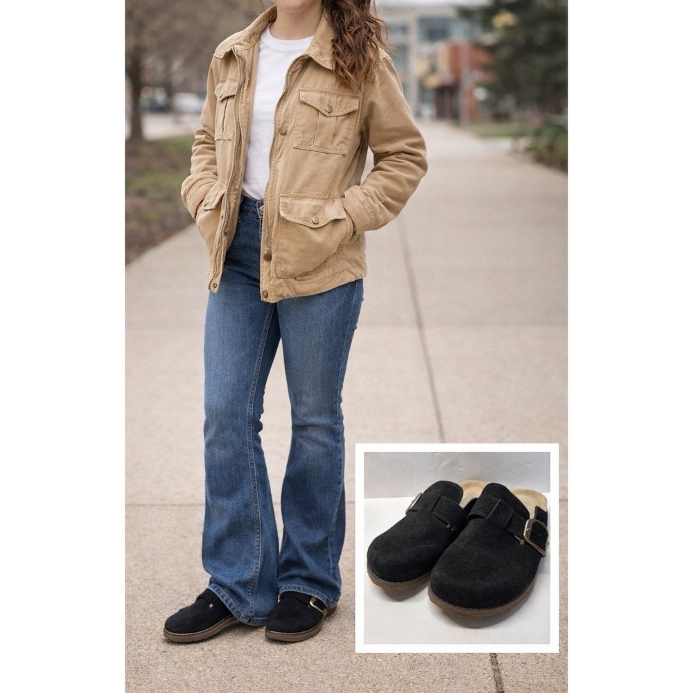 Cushionaire Black Suade Clogs (sz. 8 women's)